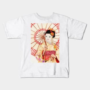 Watercolor - Japanese geisha Kids T-Shirt